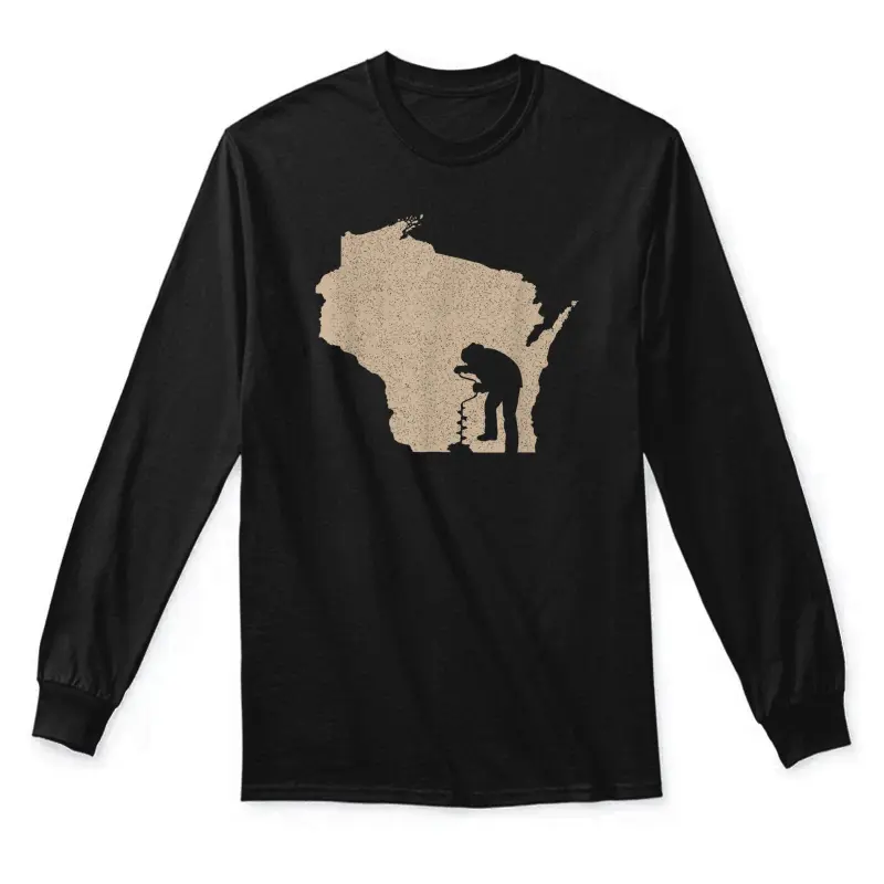 Vintage Ice Fishing Shirt - Wisconsin Ice Fishing Tshirts Unisex Long Sleeve T-Shirt