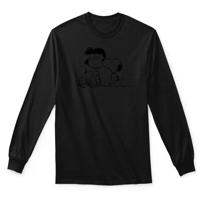 Peanuts - Snoopy Kissing Lucy Reading A Book Unisex Long Sleeve T-Shirt