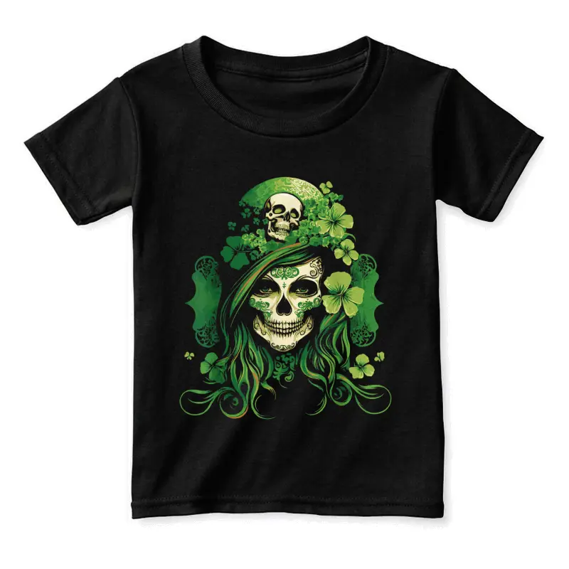 St.patrick's Day Leprechaun Shamrock Skull Woman Toddler Staple T-Shirt