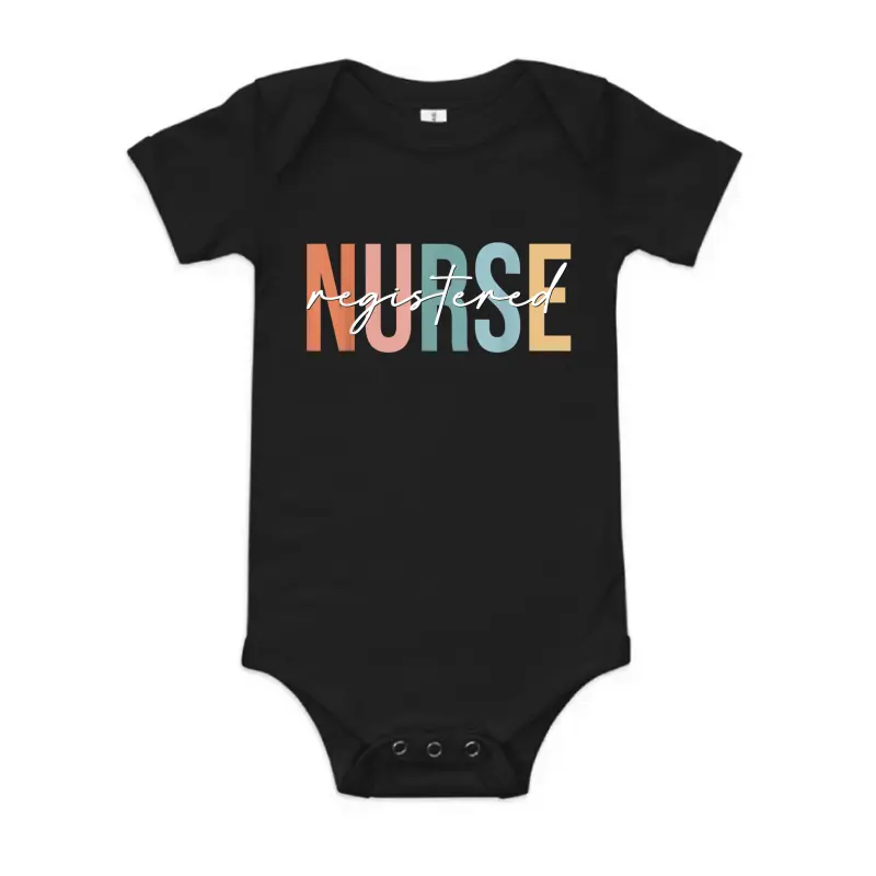 Boho Retro Vintage Registered Nurse Stethoscope Nursing Baby Onesie