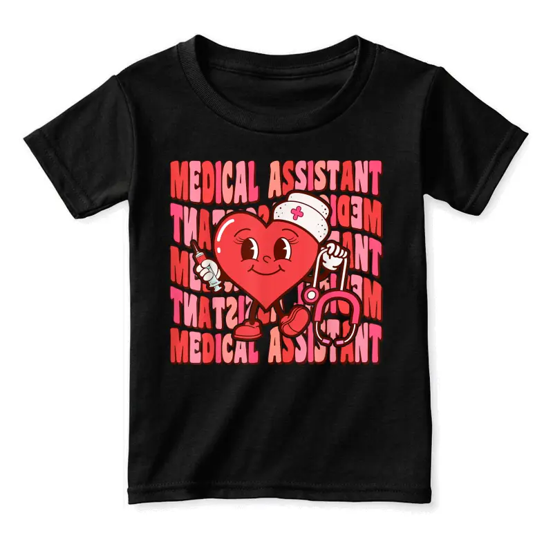 Retro Medical Assistant Heart Valentines Day Women Nurse Toddler Staple T-Shirt
