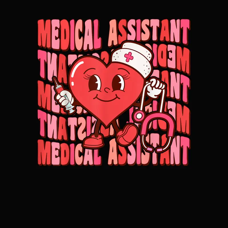 Retro Medical Assistant Heart Valentines Day Women Nurse Toddler Staple T-Shirt