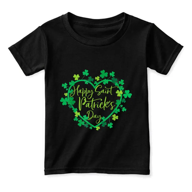Cute Lucky Heart Shamrock Happy St Patricks Day Family Heart Toddler Staple T-Shirt