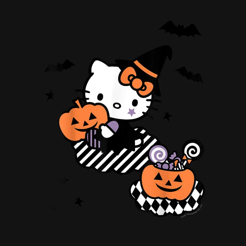 Hello Kitty Trick Or Treat Halloween Tee Shirt Youth Staple T-Shirt