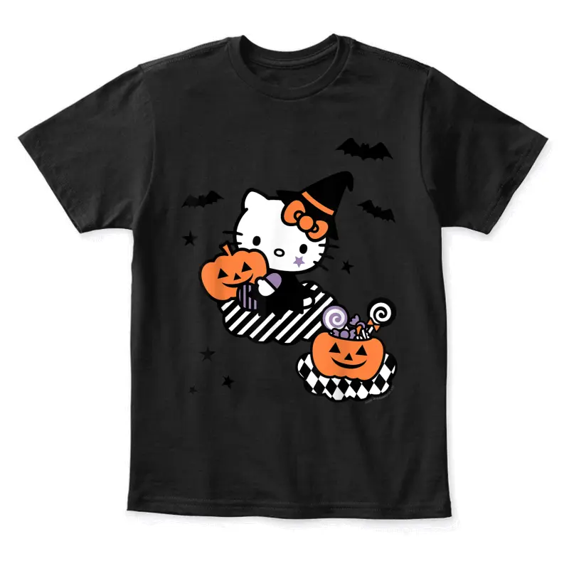 Hello Kitty Trick Or Treat Halloween Tee Shirt Youth Staple T-Shirt