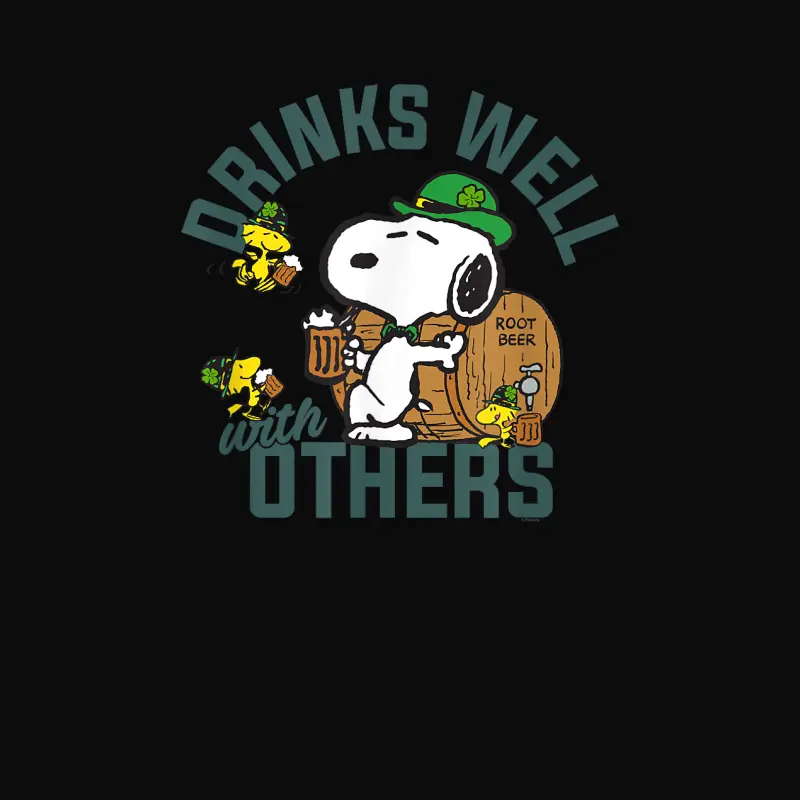 Peanuts St Patrick's Day Drinks Well With Others Unisex Staple T-Shirt