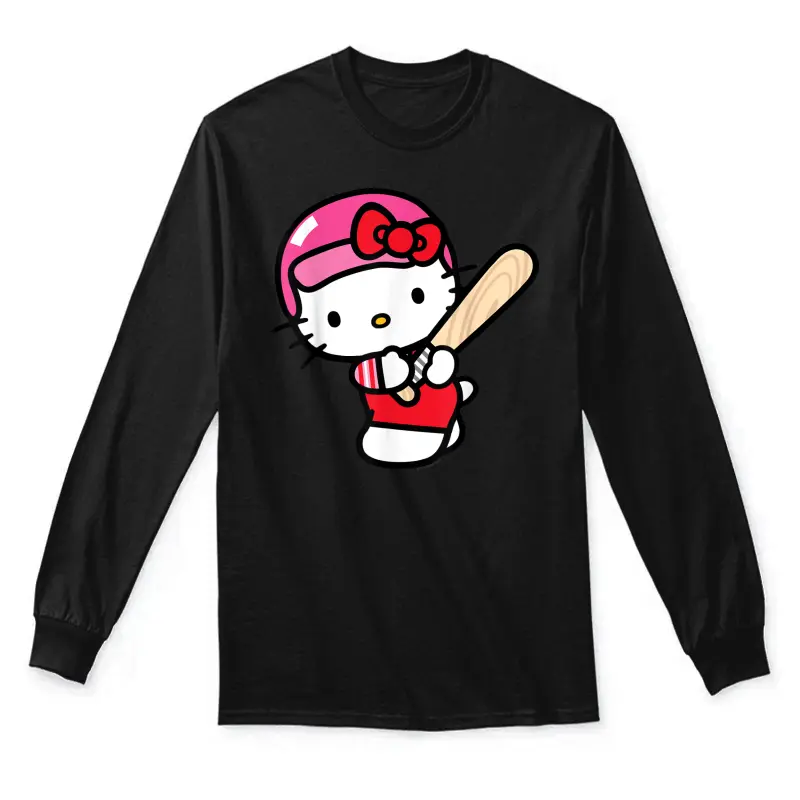 Hello Kitty Baseball Player Tee Shirt Unisex Long Sleeve T-Shirt