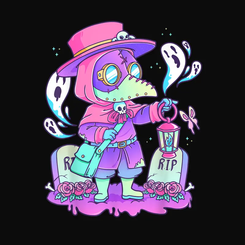Pastel Goth Cute Creepy Plague Doctor Kawaii Menhera Wiccan Unisex Staple T-Shirt
