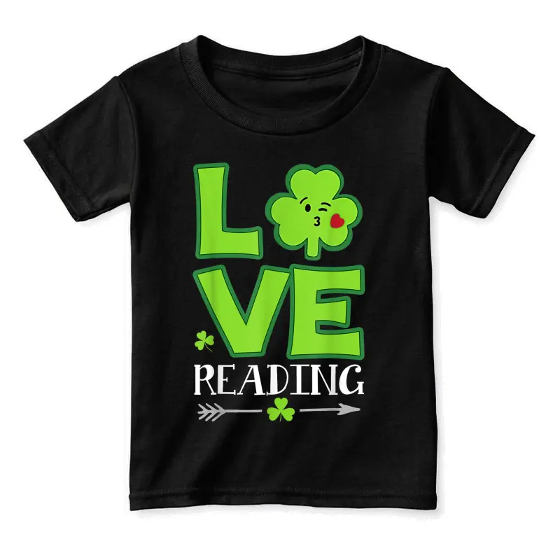 Love Shamrock Reading Teacher Funny St Patricks Day Gift Toddler Staple T-Shirt