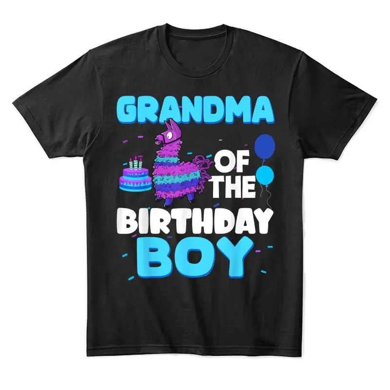 Grandma Of The Birthday Boy Llama Family Party Decorations Unisex Staple T-Shirt