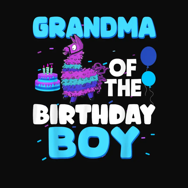 Grandma Of The Birthday Boy Llama Family Party Decorations Unisex Staple T-Shirt
