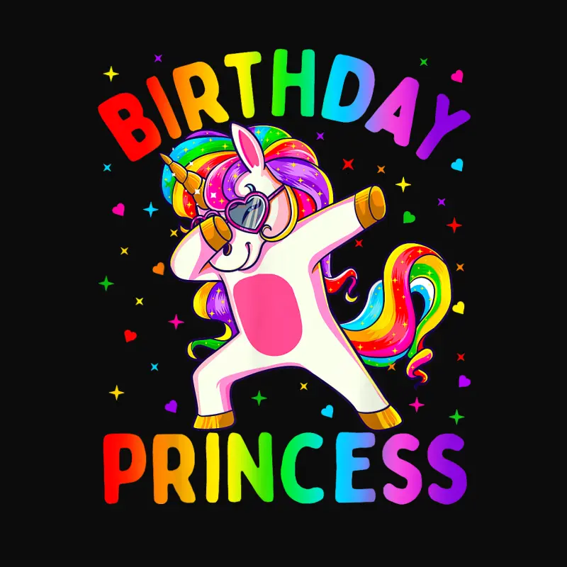 Birthday Princess Girl Dabbing Unicorn Girls Unisex Staple T-Shirt