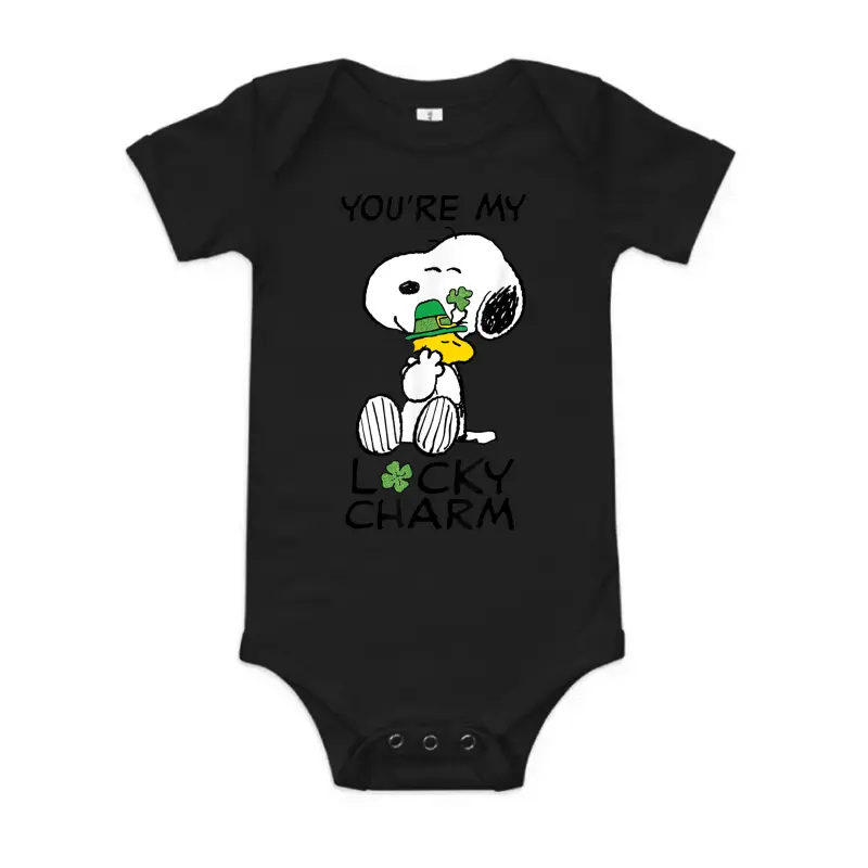 Peanuts St. Patrick's Snoopy Lucky Charm Clover Baby Onesie