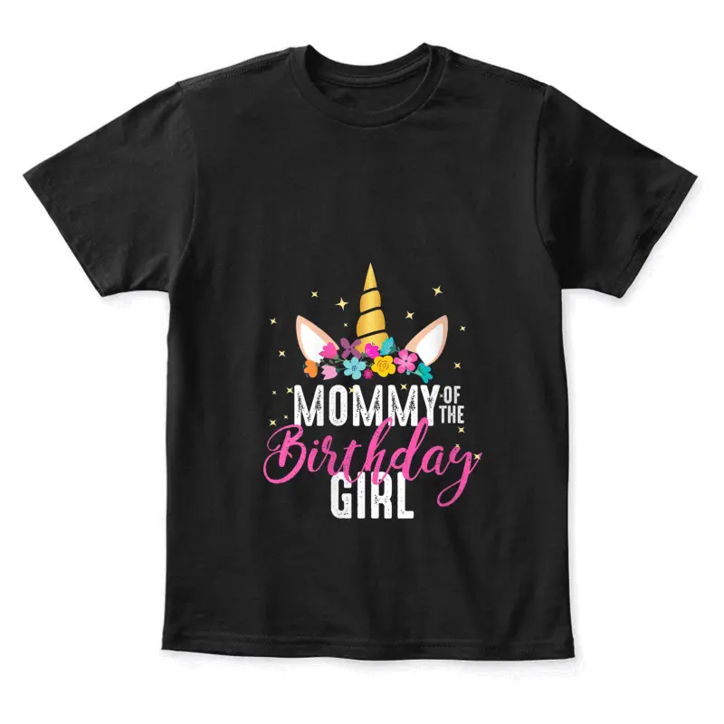Womens Mommy Of The Birthday Girl Mother Gift Unicorn Birthday Youth Staple T-Shirt