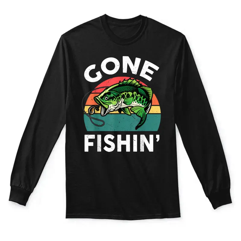 Funny Gone Fishing-Shirt Men Youth Toddler Boy Kids Bass Dad Unisex Long Sleeve T-Shirt