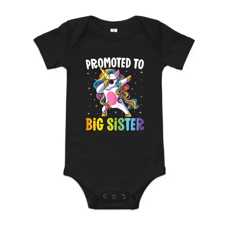 Promoted To Big Sister Girls Dabbing Unicorn Older Sister Baby Onesie