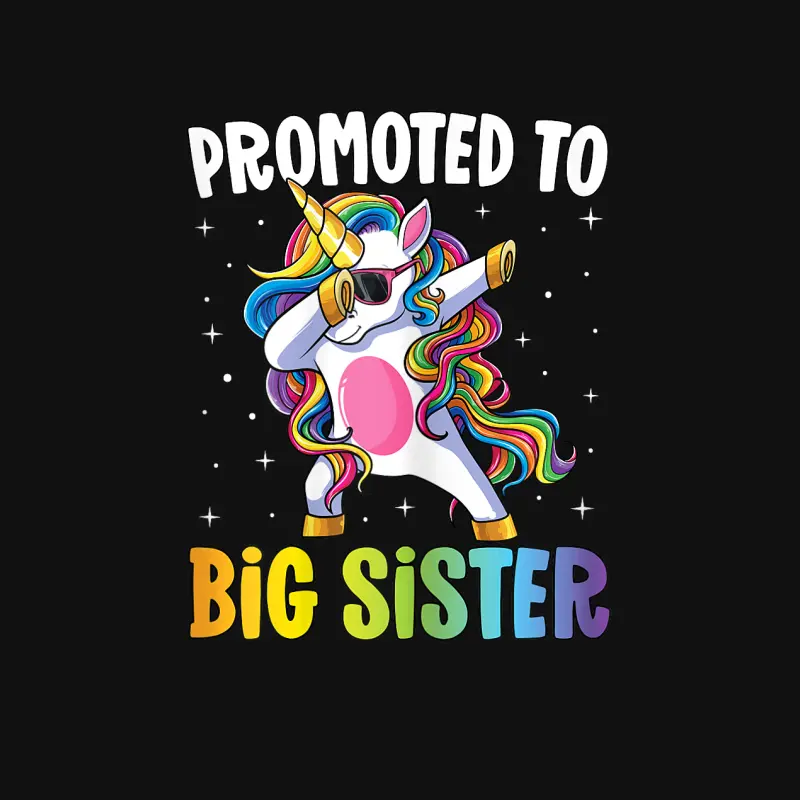Promoted To Big Sister Girls Dabbing Unicorn Older Sister Baby Onesie
