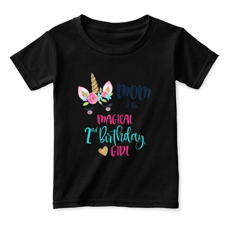 Unicorn Mom Of The 2Nd Birthday Girl Shirt Matching Mama Toddler Staple T-Shirt