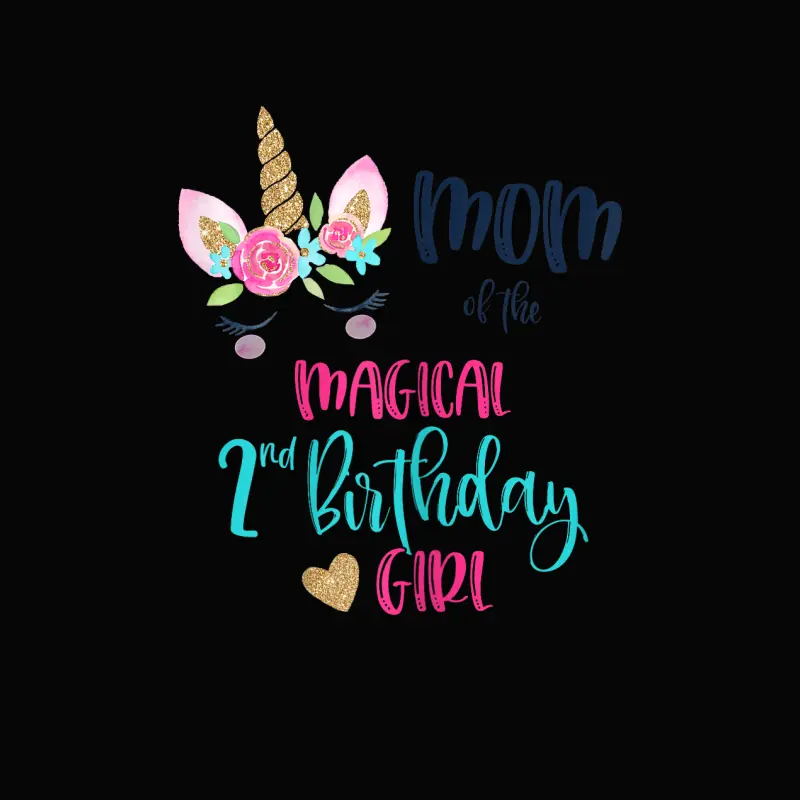 Unicorn Mom Of The 2Nd Birthday Girl Shirt Matching Mama Toddler Staple T-Shirt