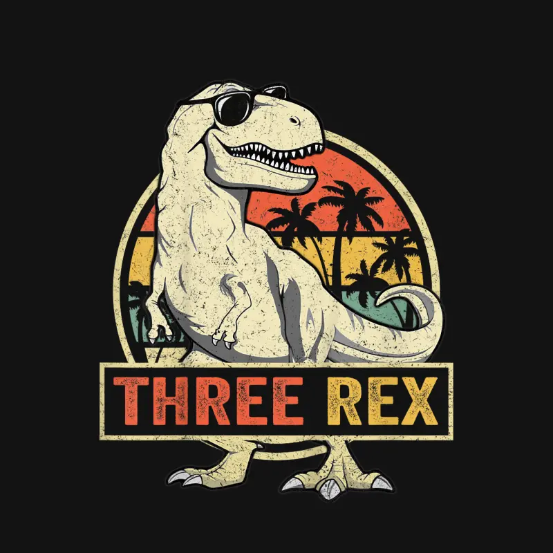 Three Rex 3Rd Birthday Shirt Third Dinosaur 3 Year Old Unisex Long Sleeve T-Shirt