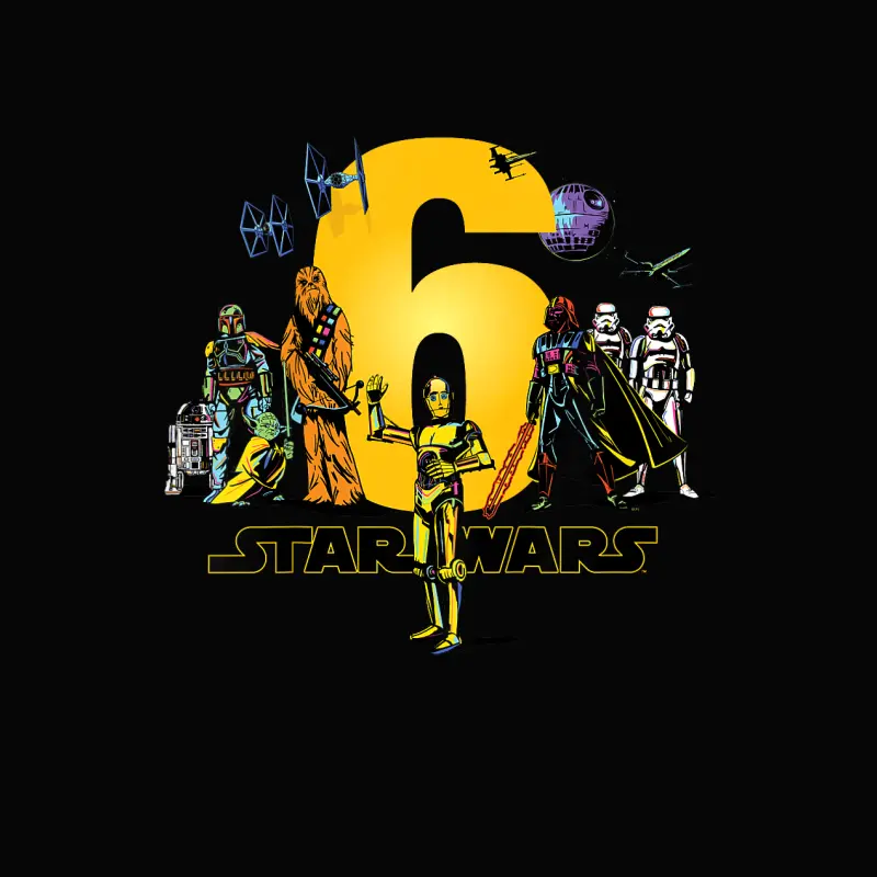 Star Wars Classic Characters Sixth Birthday 6 Years Old Toddler Staple T-Shirt