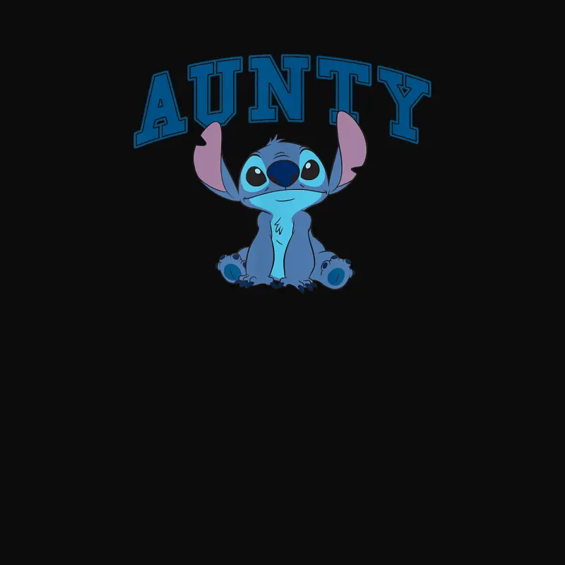 Disney Lilo & Stitch Aunty Cute Stitch Big Chest Text Logo Unisex Staple T-Shirt