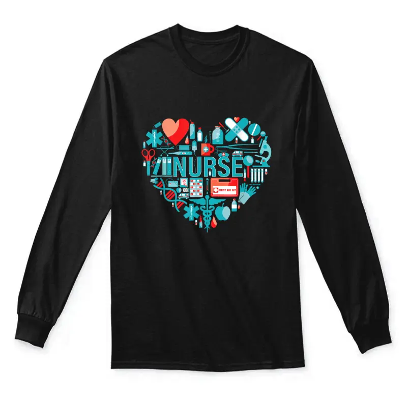 Nurse Love Nursing Student Rn Nurse Heart Cna Women Men Gift Unisex Long Sleeve T-Shirt