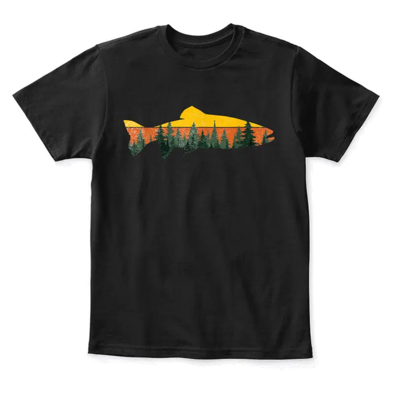 Trout Fly Fishing Outdoor Forest Nature Wildlife Fisherman Youth Staple T-Shirt
