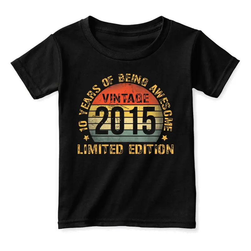 10 Year Old Bday Decorations Son Boy 10Yr 2015 10Th Birthday Toddler Staple T-Shirt