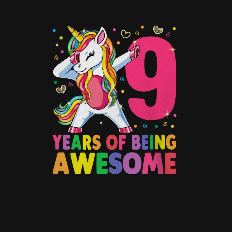 9 Years Old Unicorn Dabbing 9Th Birthday Girl Unicorn Party Unisex Long Sleeve T-Shirt