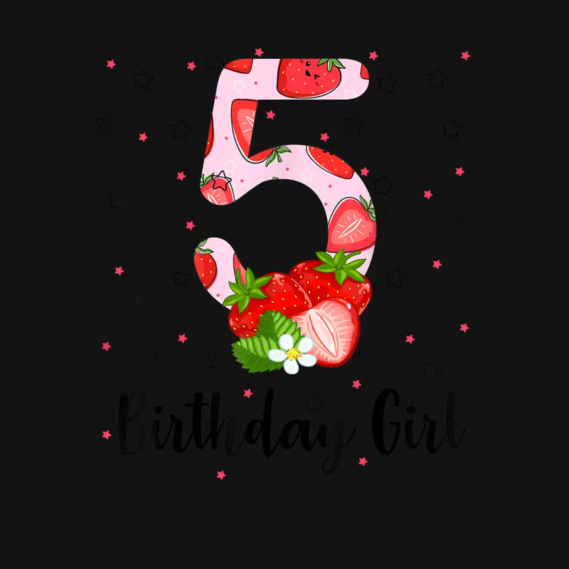 5Th Strawberry Themed Birthday Girl Party For An 5 Year Old Unisex Long Sleeve T-Shirt