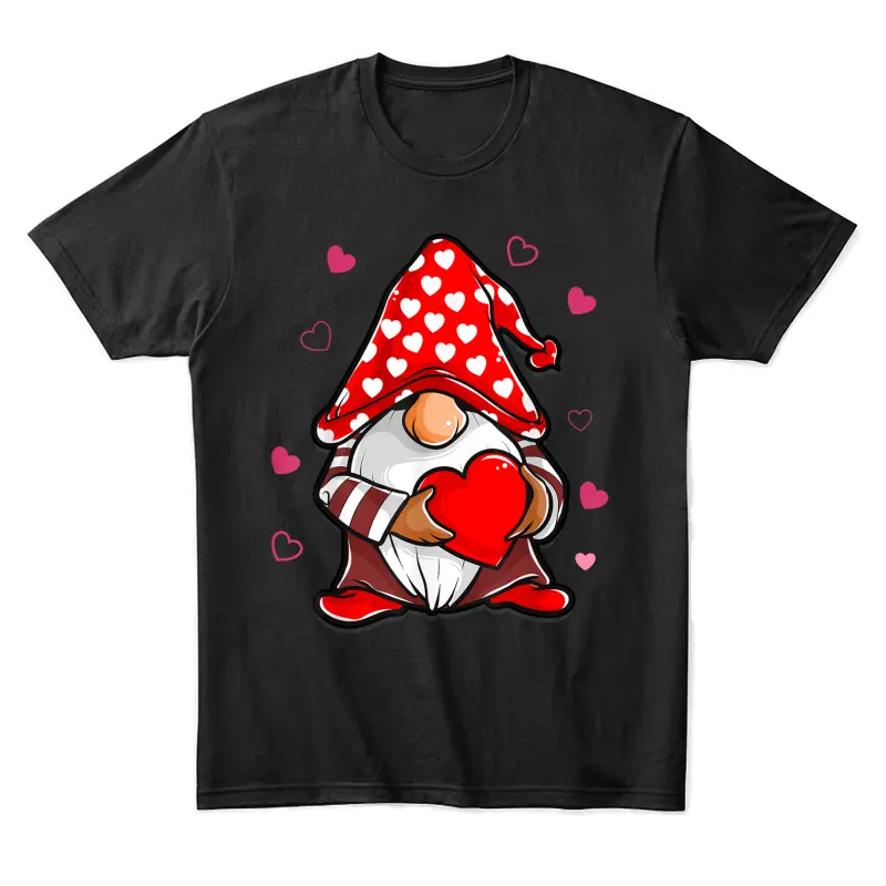 Valentine's Day Gnome Love Holding Red Heart Unisex Staple T-Shirt