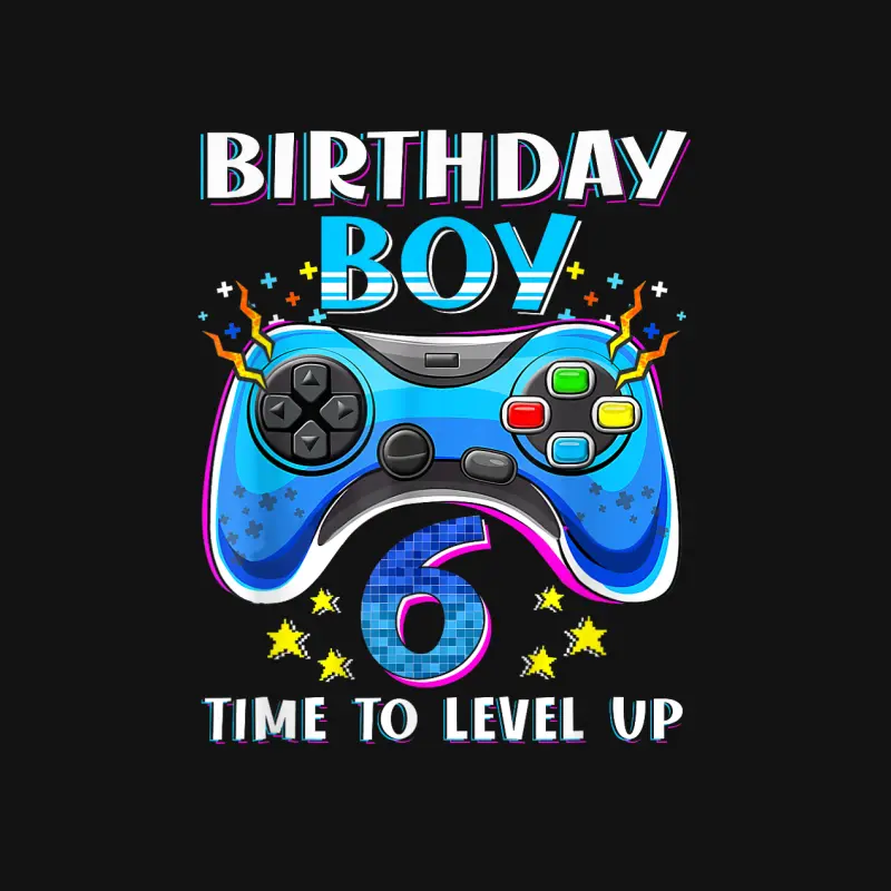 Birthday Boy Time To Level Up Gamer Video Game 6 Years Old Unisex Long Sleeve T-Shirt