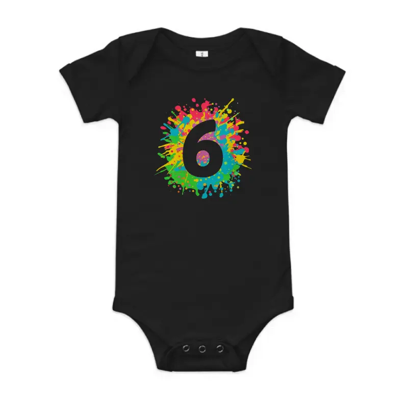 6Th Birthday T-Shirt For Girls, Boys. 6, Paint Splashes Tee. Baby Onesie