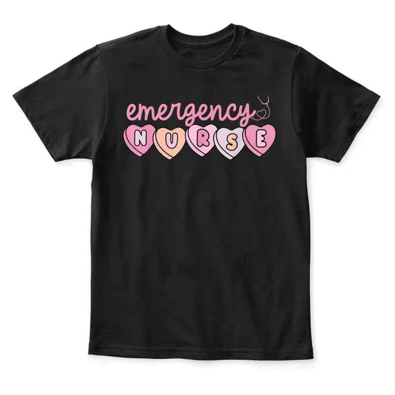 Emergency Department Nurse Hearts Er Rn Ed Valentine's Day Youth Staple T-Shirt