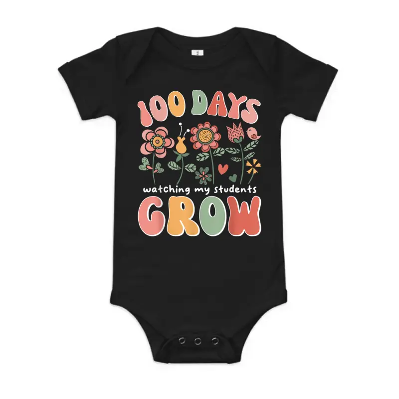 100 Days Growing Boho Flowers Teacher 100Th Day Of School Baby Onesie