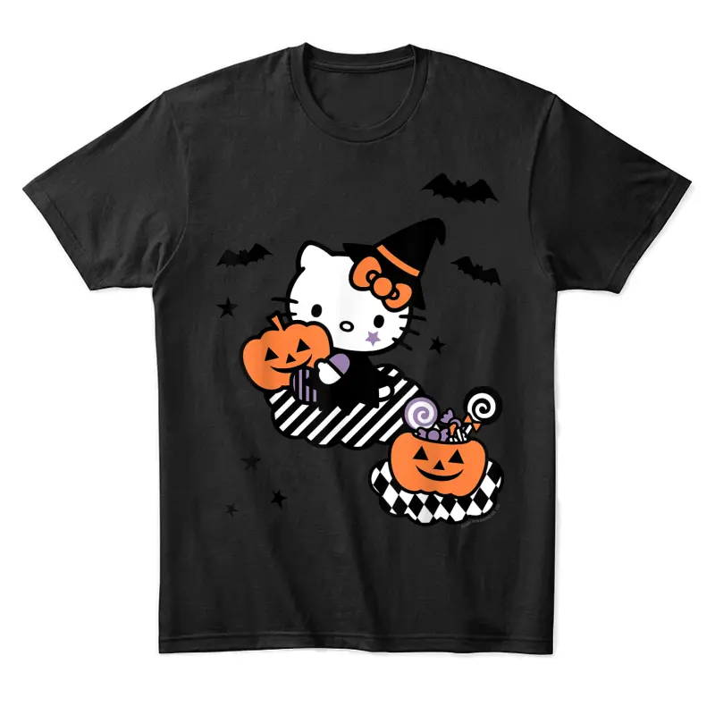 Hello Kitty Trick Or Treat Halloween Tee Shirt Unisex Staple T-Shirt