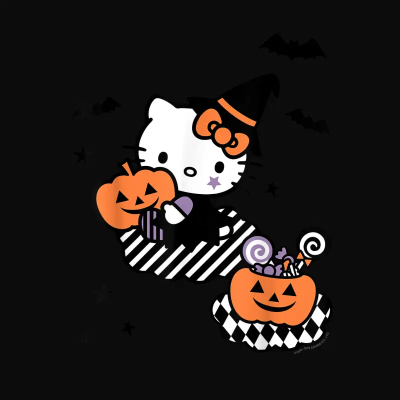 Hello Kitty Trick Or Treat Halloween Tee Shirt Unisex Staple T-Shirt