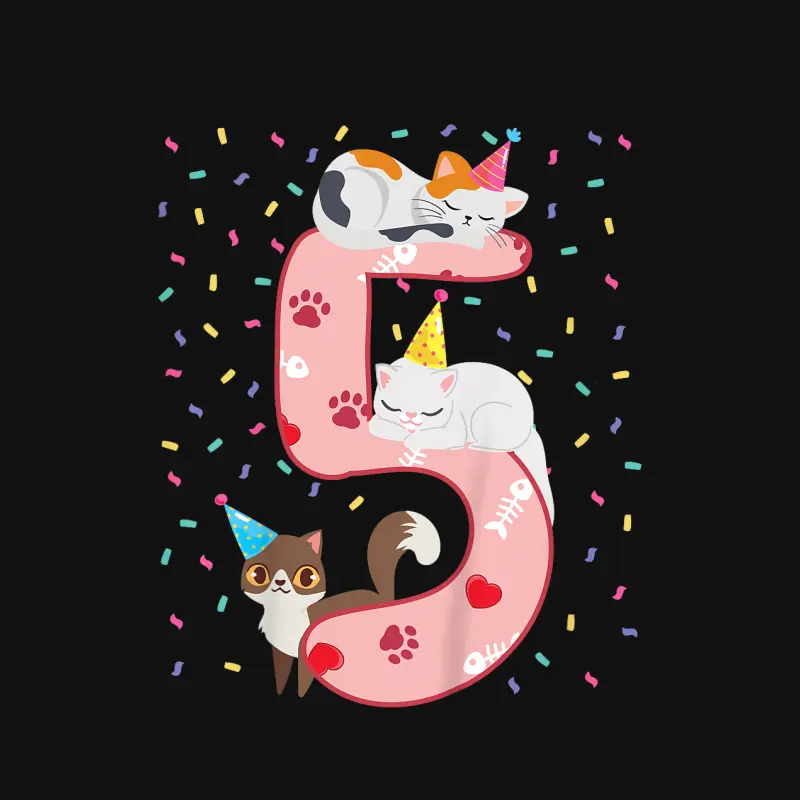 Kids 5Th Birthday Girl Cute Cat Outfit 5 Years Old Bday Party Baby Onesie