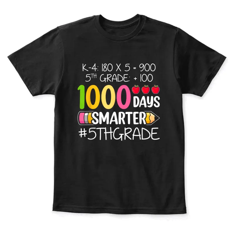 1000 Days Smarter Fifth 5Th Grade Teacher Student School Youth Staple T-Shirt