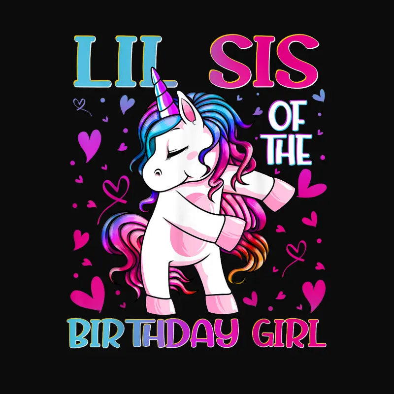 Lil Sis Of The Birthday Girl Flossing Unicorn Little Sister Unisex Staple T-Shirt