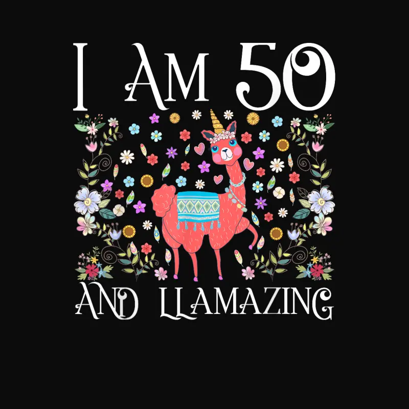 I Am 50 Years Old And Llamazing Llama Happy 50Th Birthday Unisex Staple T-Shirt