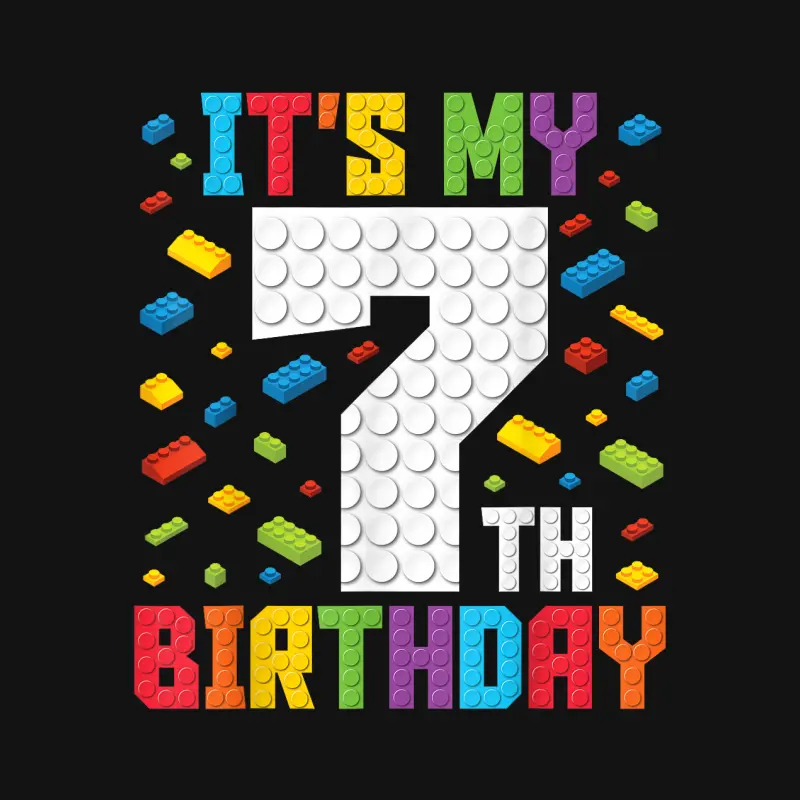 It's My 7Th Birthday Boys Master Builder Kids Block Building Youth Staple T-Shirt