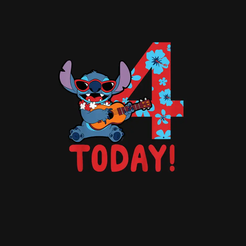 Disney Lilo & Stitch Tropical Birthday 4 Years Old Today. Youth Staple T-Shirt