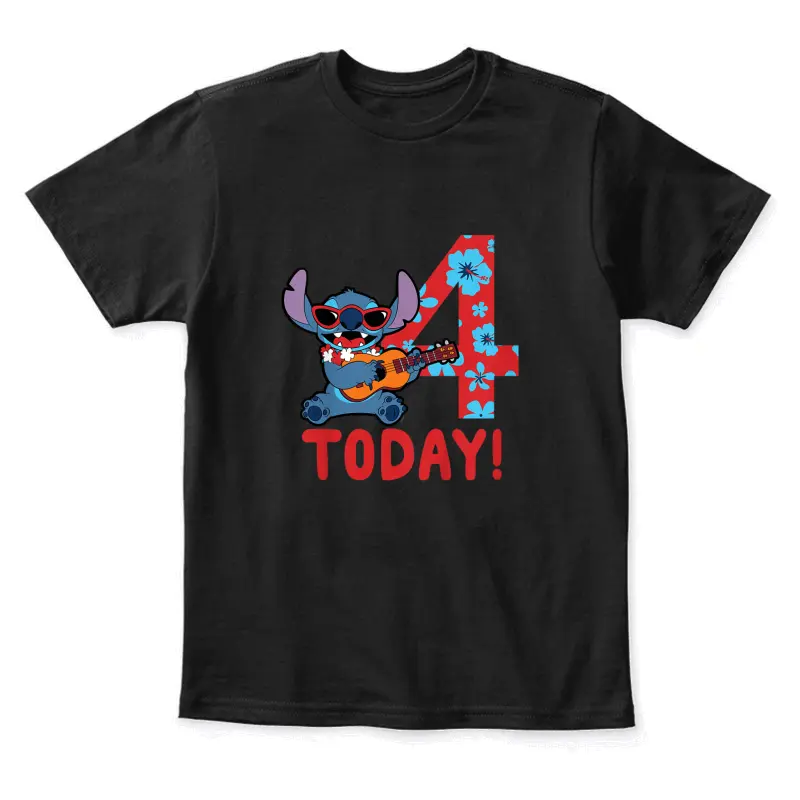 Disney Lilo & Stitch Tropical Birthday 4 Years Old Today. Youth Staple T-Shirt