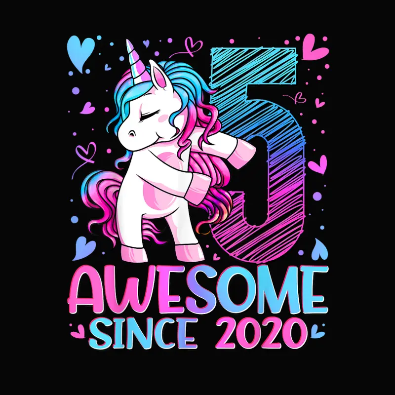 5 Year Old Unicorn Gifts For Girls 5Th Birthday Girl Party Toddler Staple T-Shirt