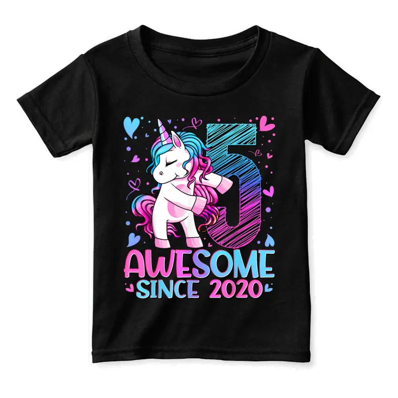 5 Year Old Unicorn Gifts For Girls 5Th Birthday Girl Party Toddler Staple T-Shirt