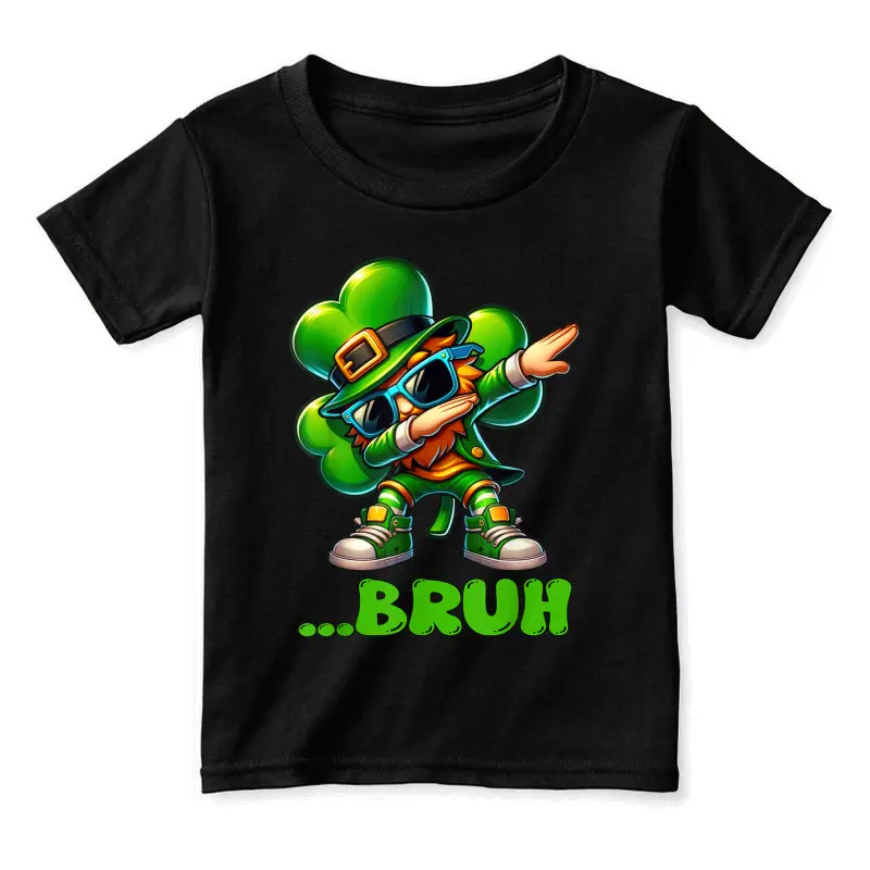 Bruh Dab Leprechaun Funny Kids Boys Mens St Patrick Day Toddler Staple T-Shirt