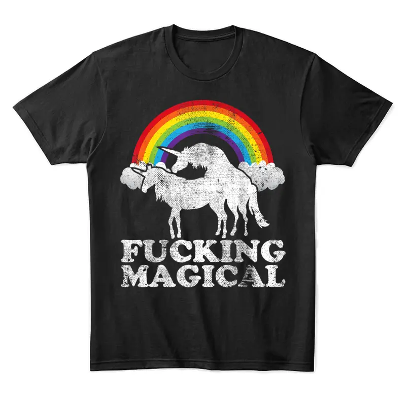 Funny Unicorn Sex Fucking Magical Vintage Retro Rainbow Unisex Staple T-Shirt