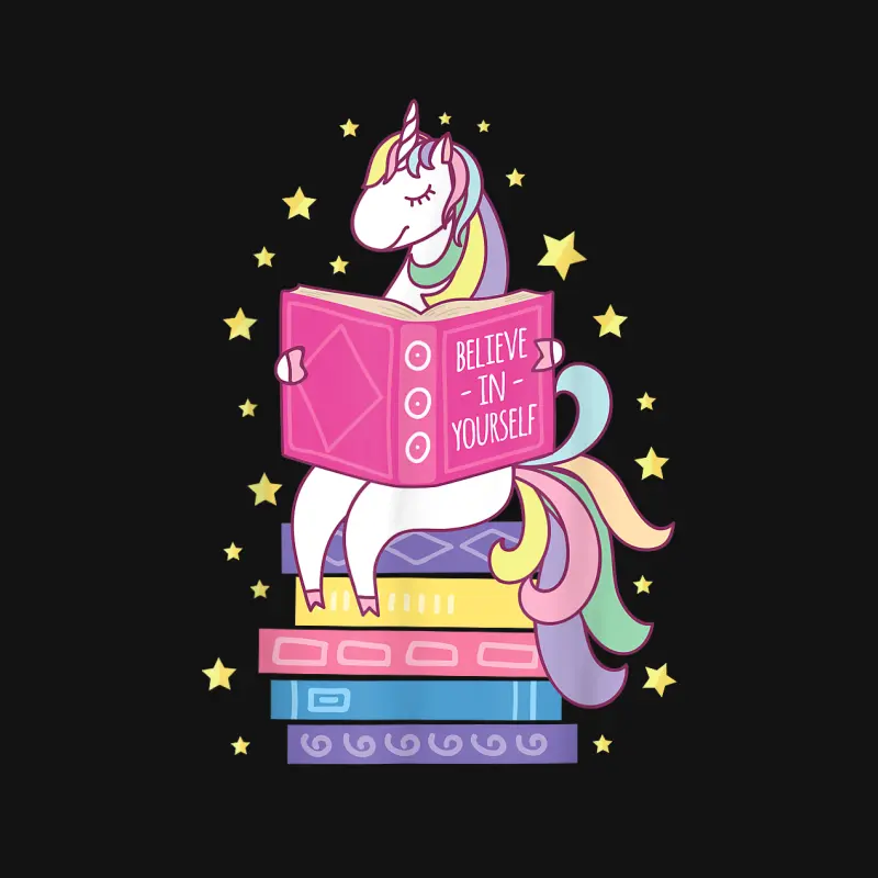 Reading Library Unicorn Read Books Lover Reader Gift Unisex Long Sleeve T-Shirt